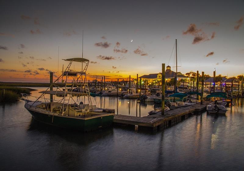 Murrells Inlet Rentals view of Marshwalk and harbor